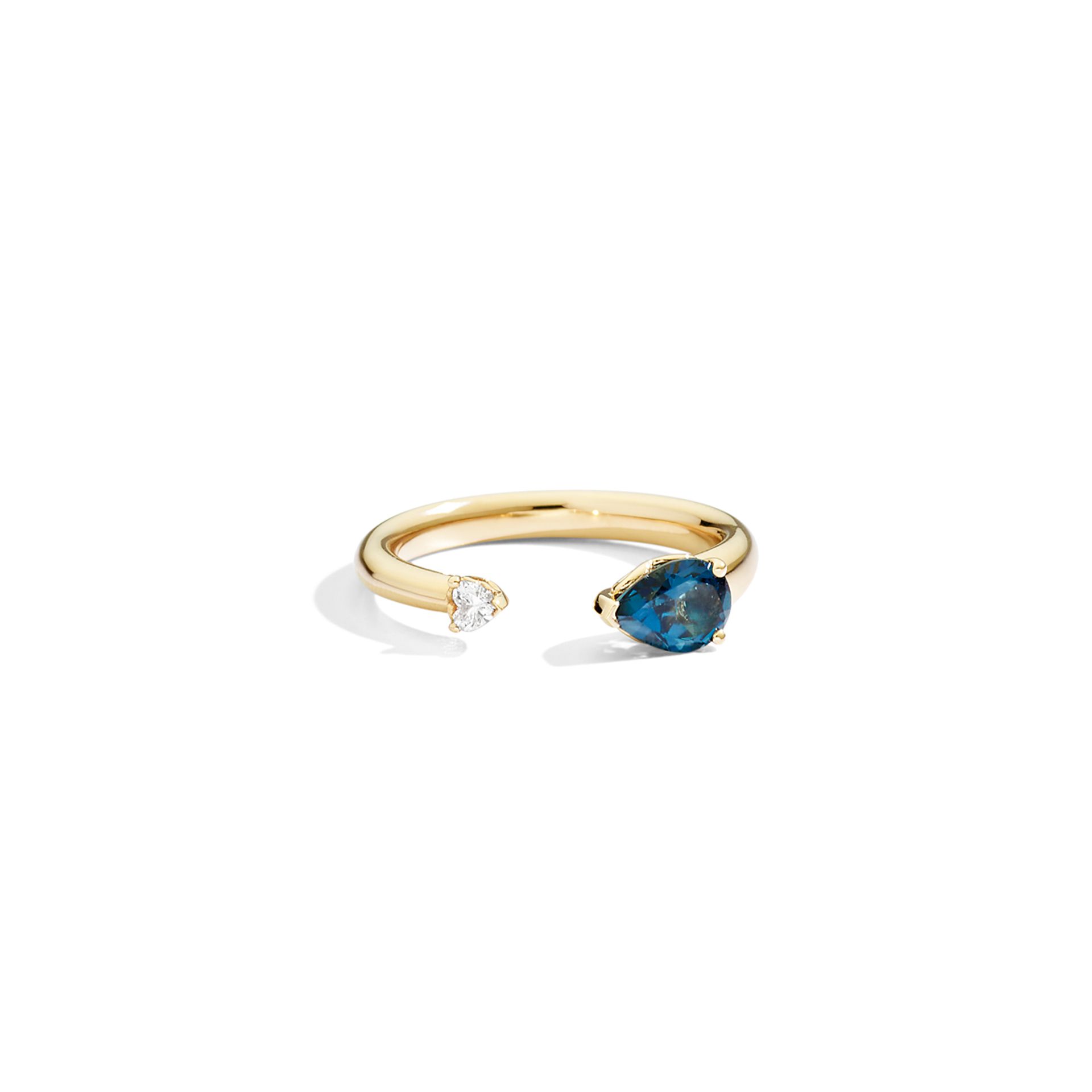 bague more topaze bleue et diamant, or jaune, t 53
