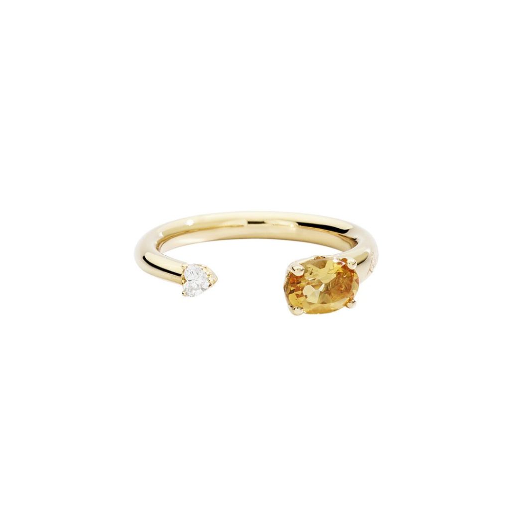 bague more citrine et diamant, or jaune, t 54