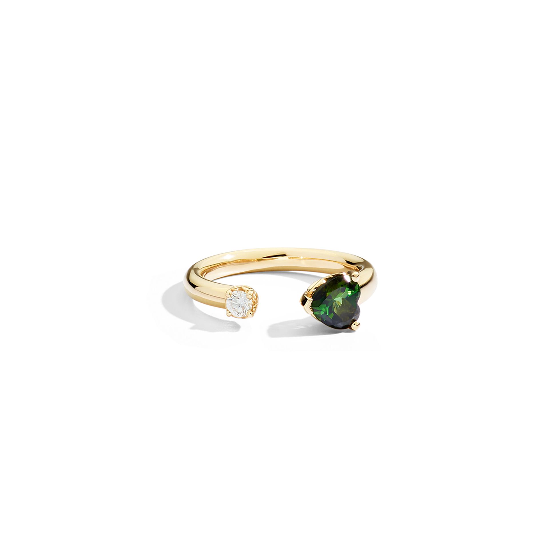 bague more tourmaline verte et diamant, or jaune, t 52