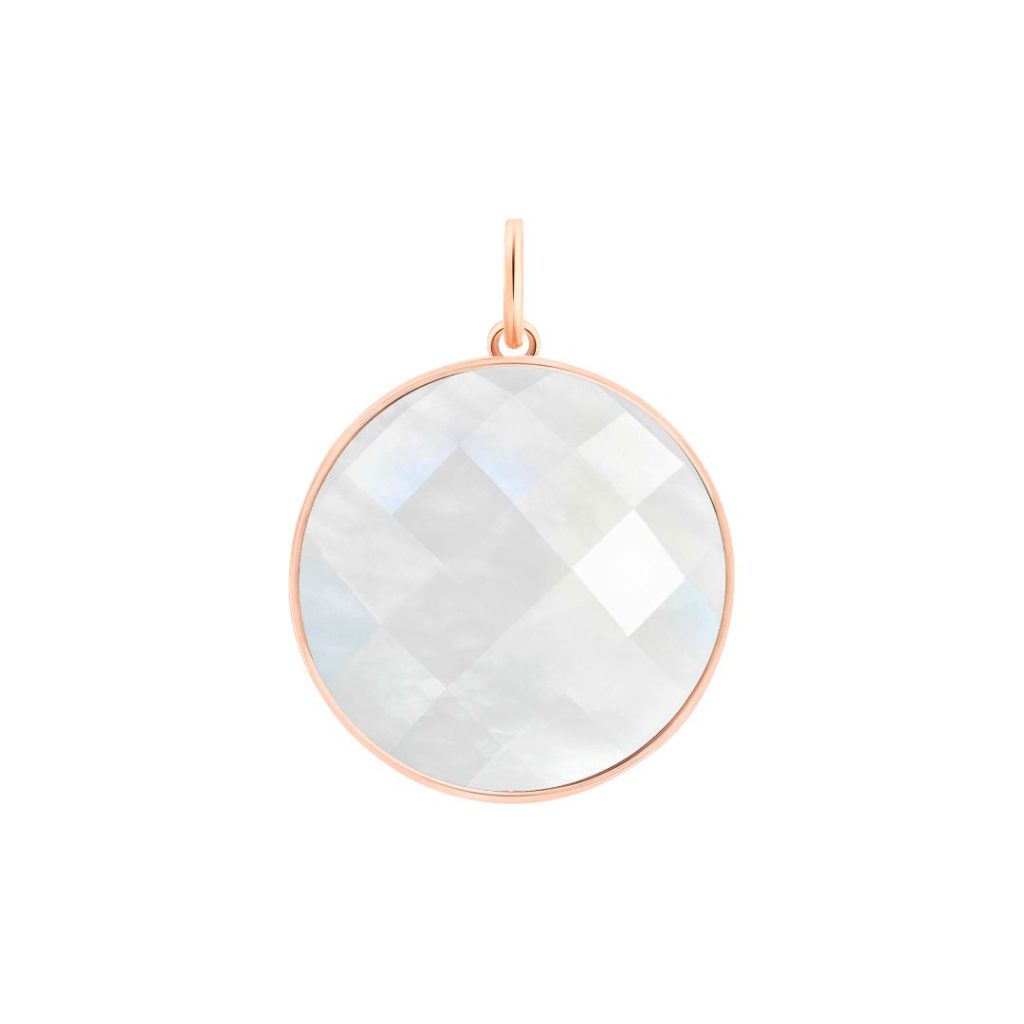 pendentif charm jumbo pixie ever pierre de lune blanche, or rose