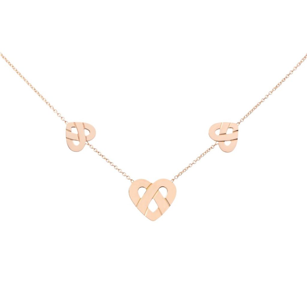 collier cœur entrelacé, or rose