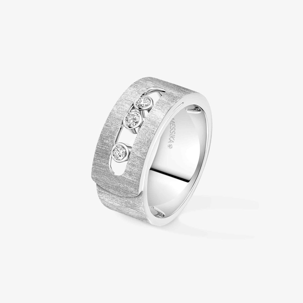 bague move noa ciselé gm, or blanc, t 56