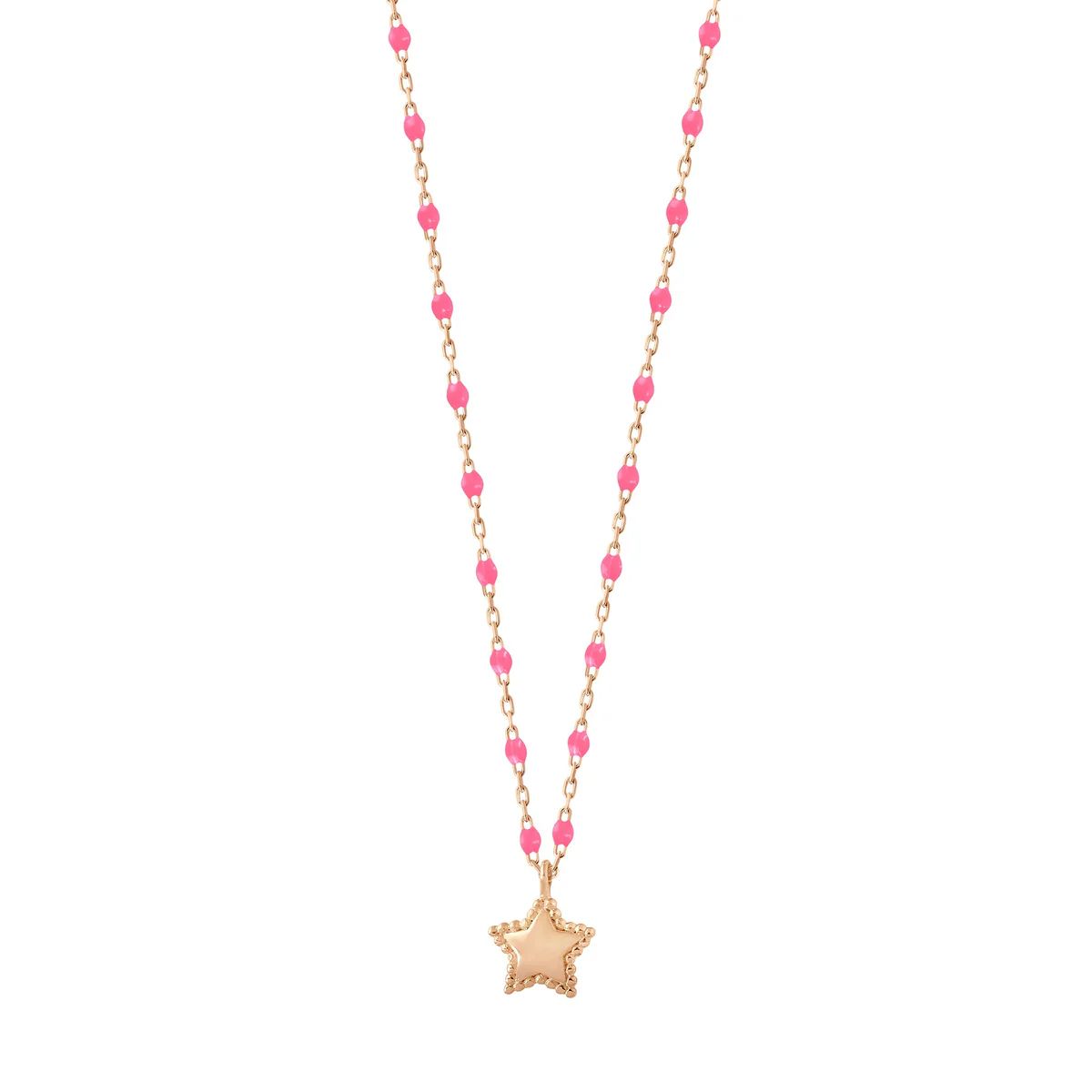 collier mini star, rose fluo, or rose