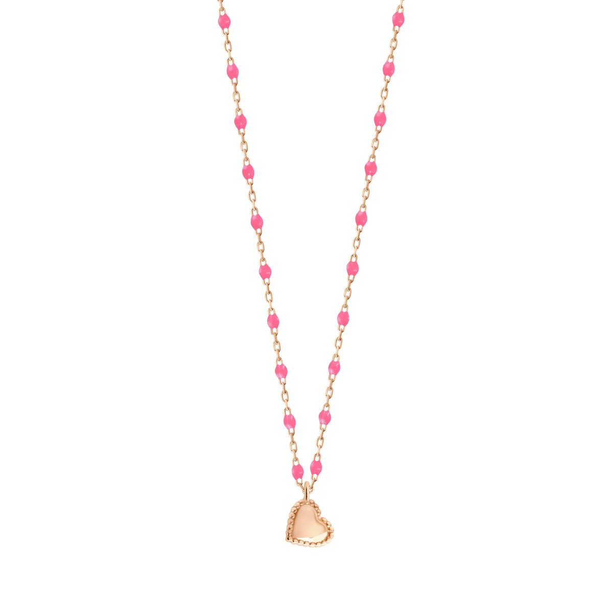 collier lucky cœur, rose fluo, or rose, 40 cm