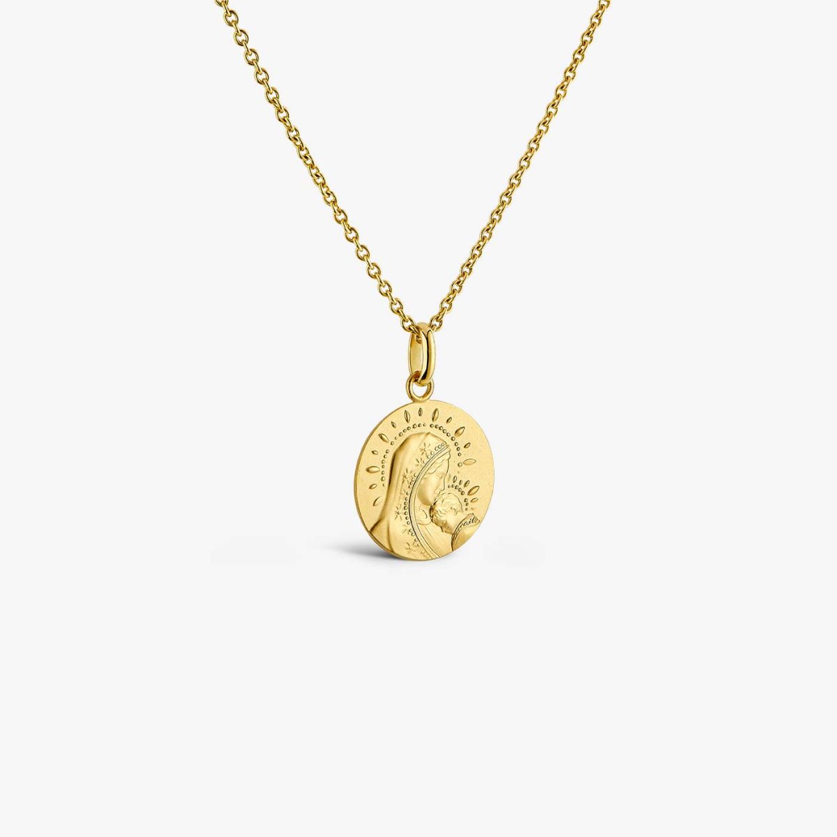 médaille vierge à l'enfant calissons, 16 mm, or jaune