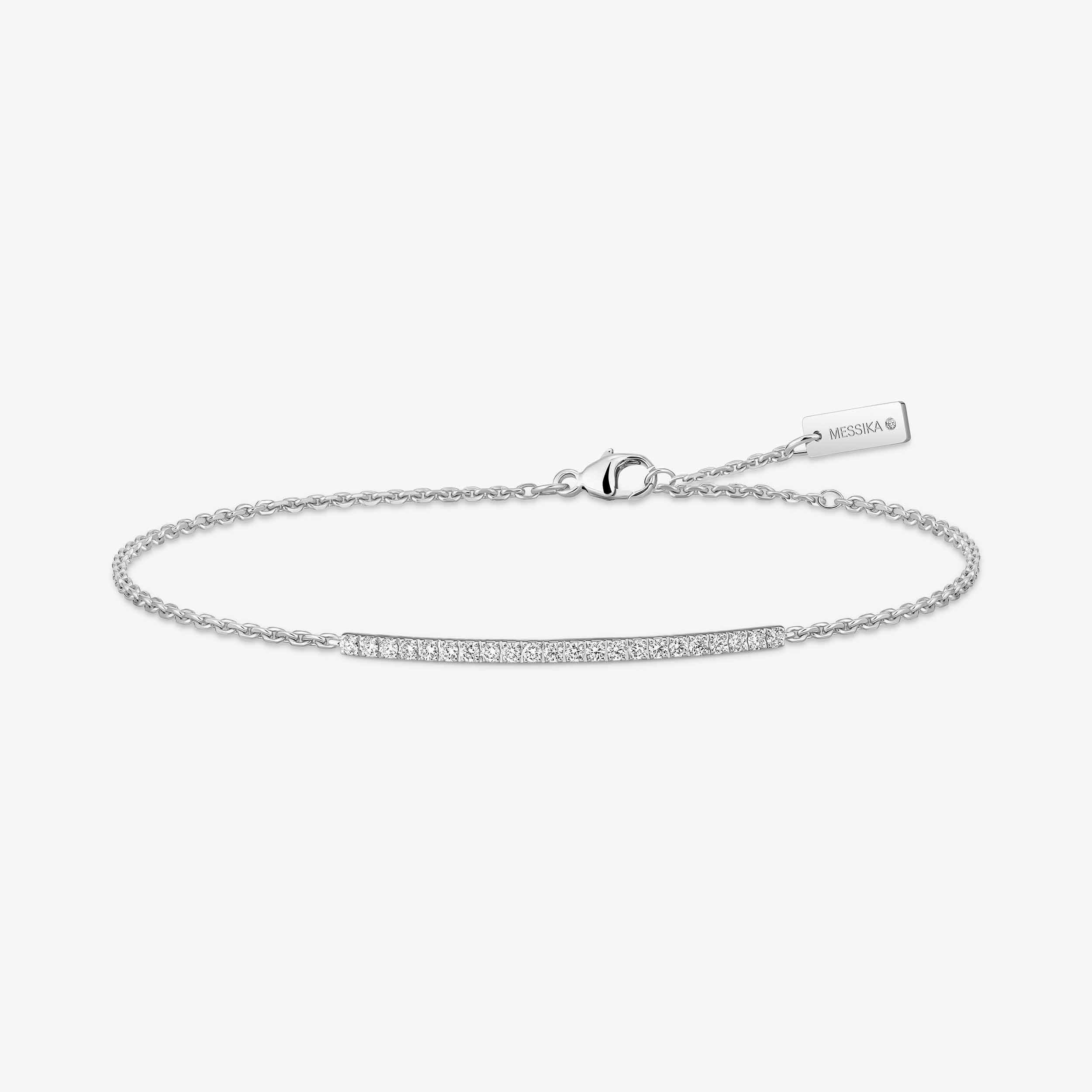 bracelet gatsby barette pavée diamants, or blanc
