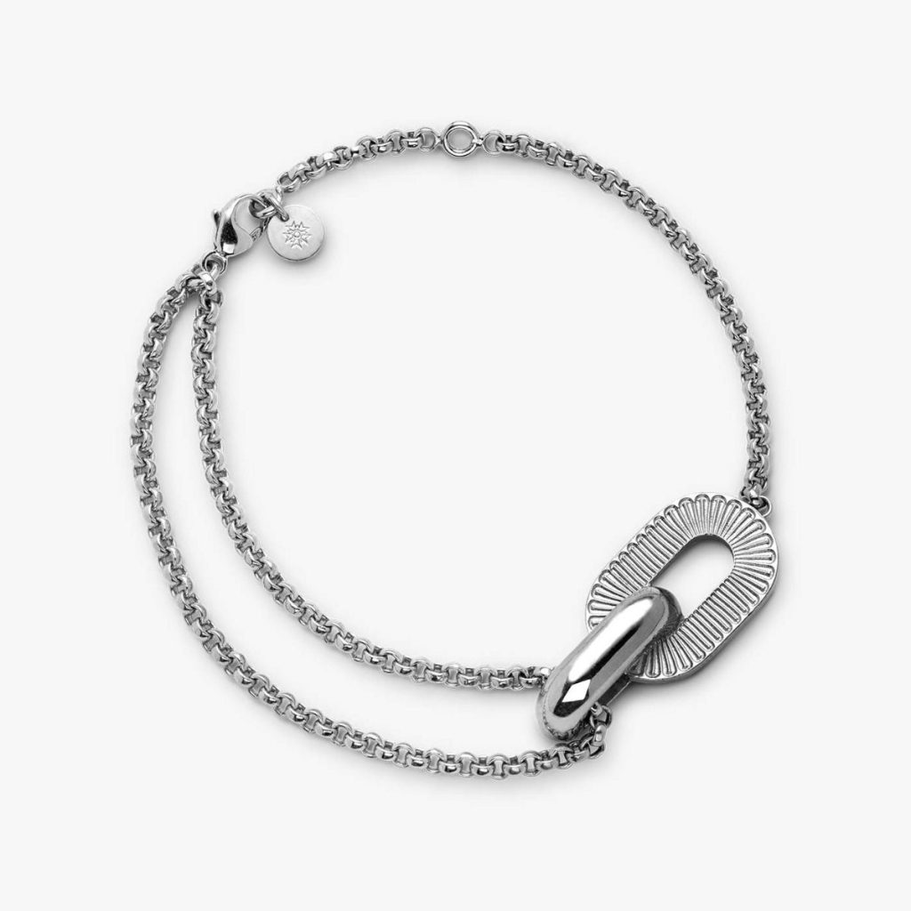 bracelet ruban sur chaîne argent