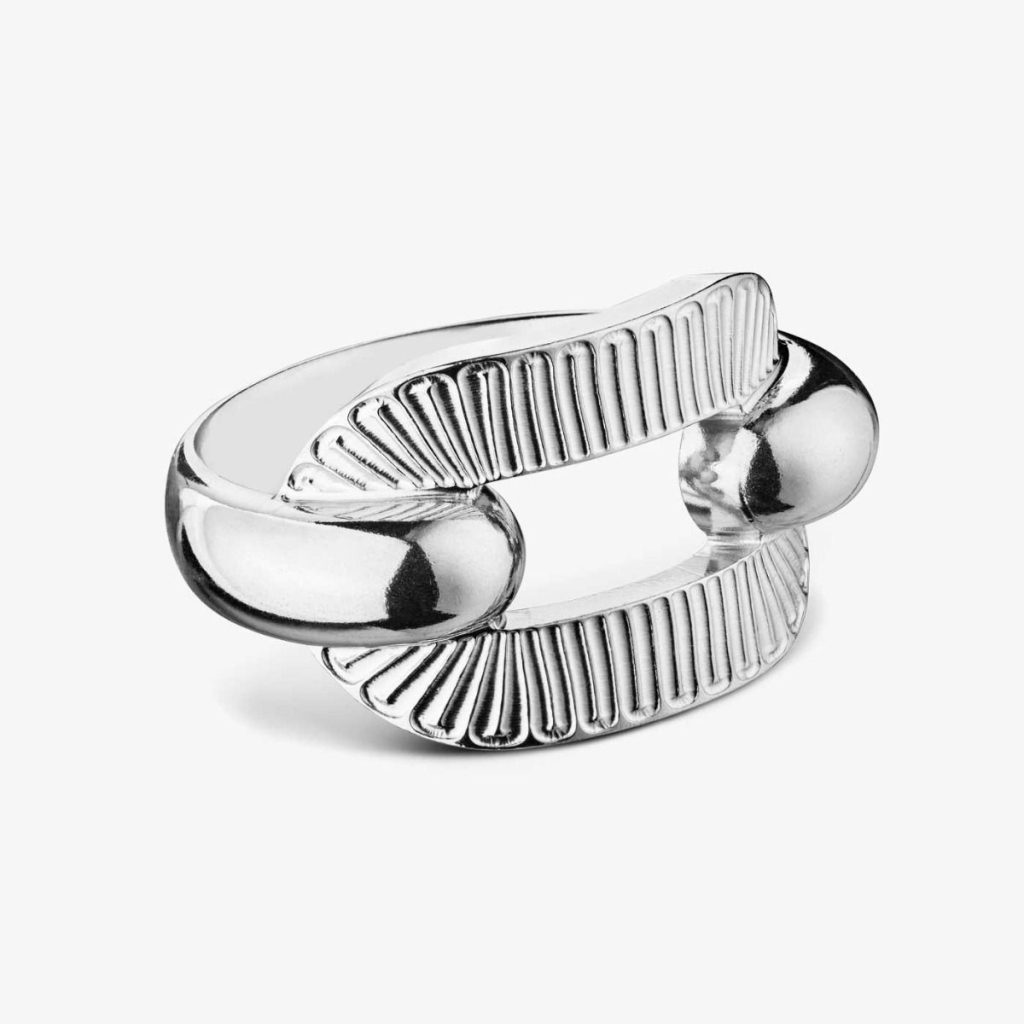 bague symétrique ruban argent rhodié t56