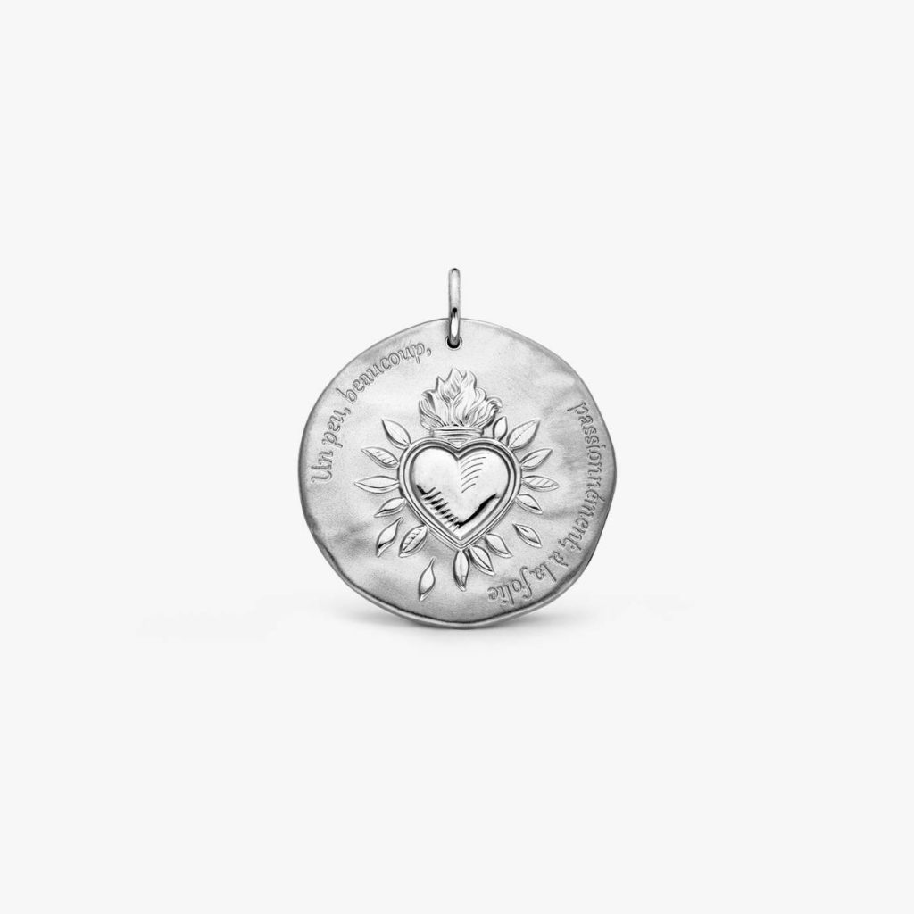 médaille "cœur sacré" argent rhodié