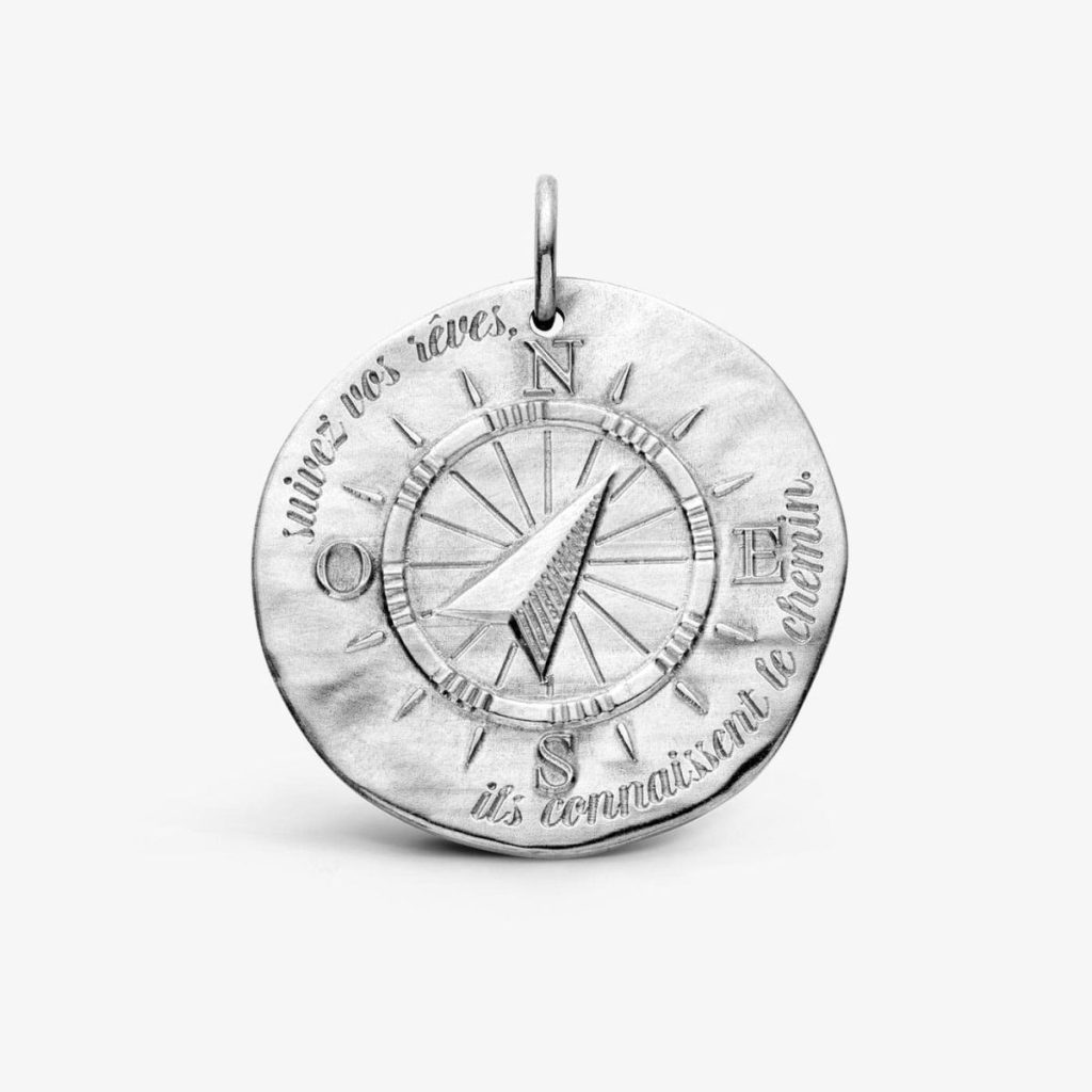 médaille "la boussole" argent 25 mm
