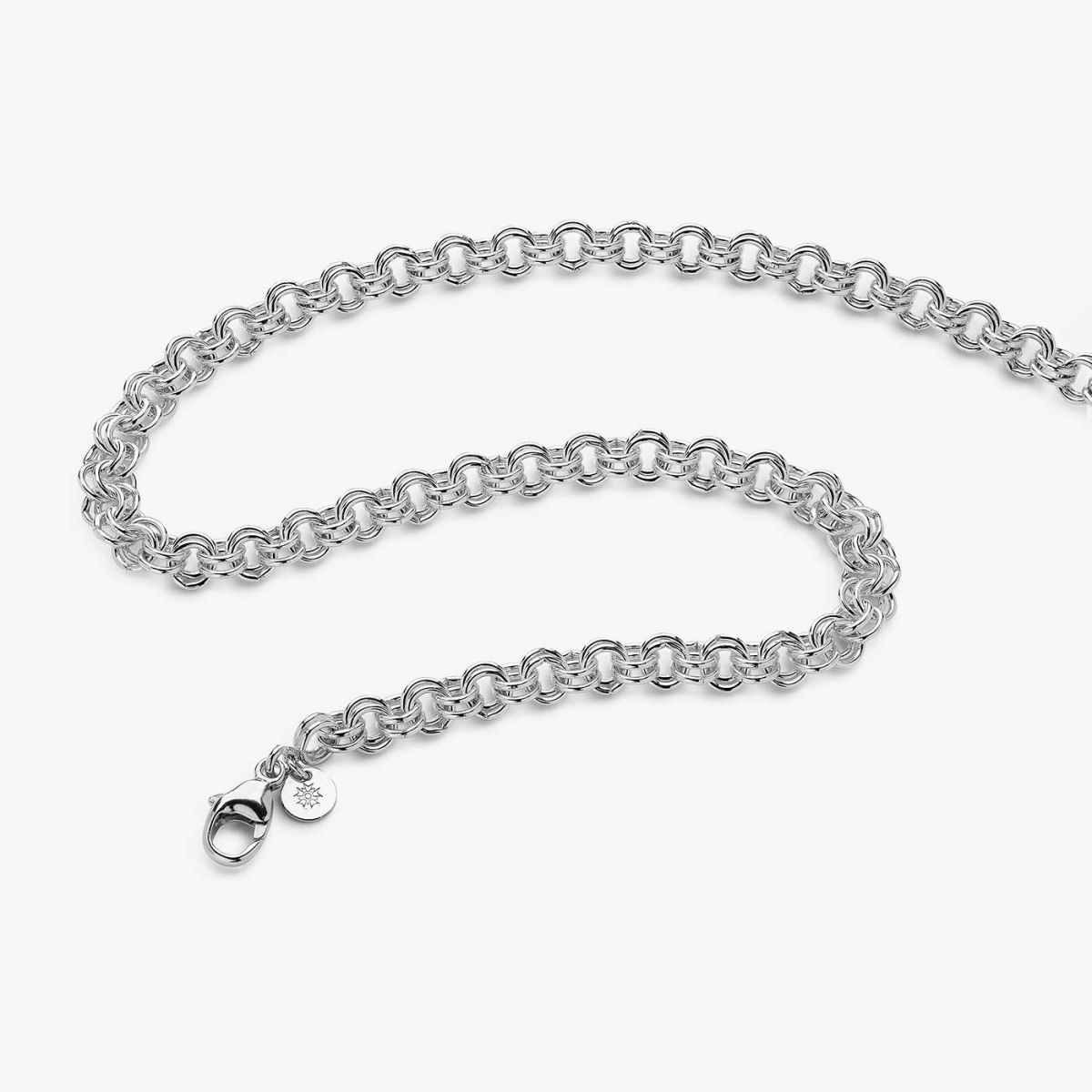 chaîne double maille argent passivé 55cm
