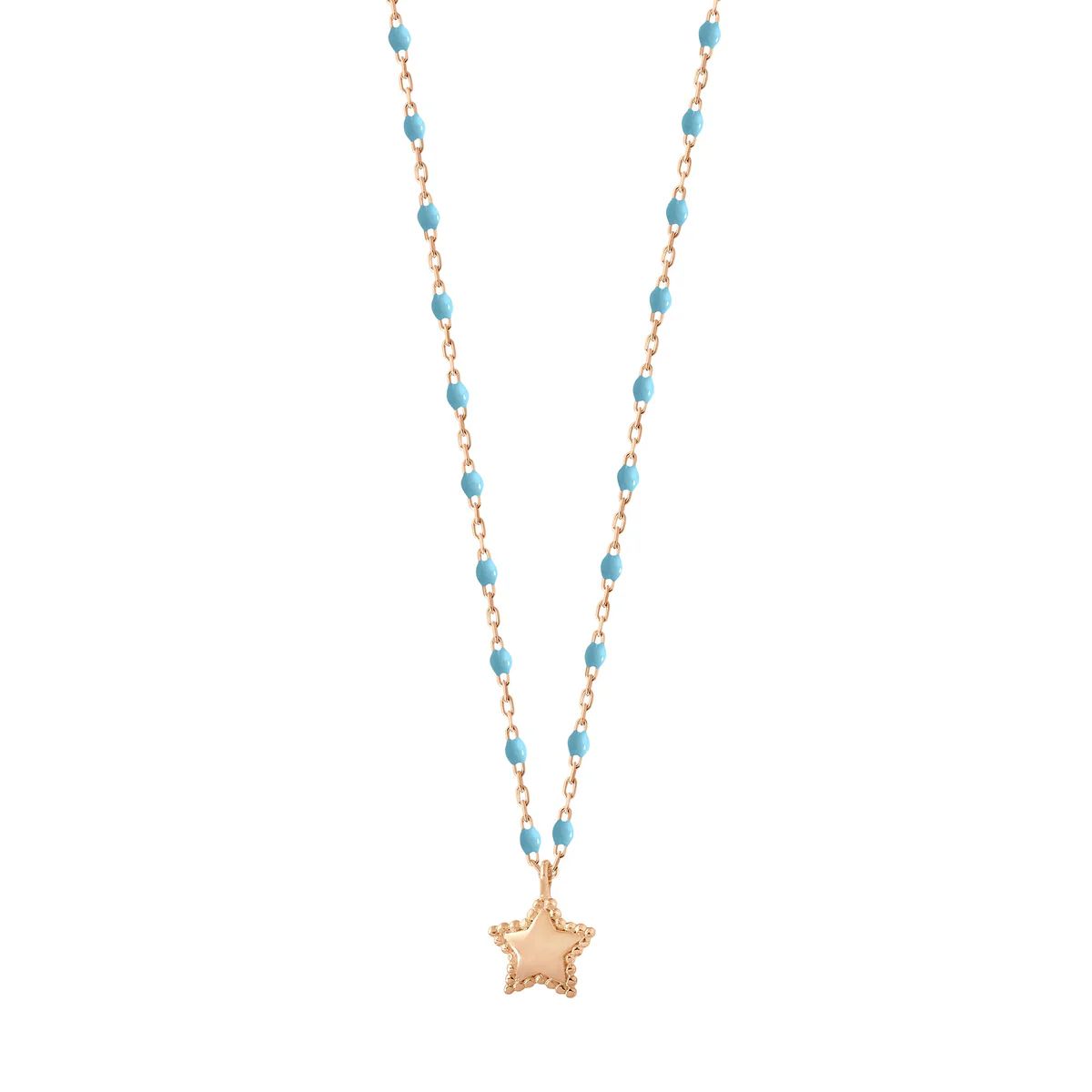 collier mini star, résine turquoise, or rose