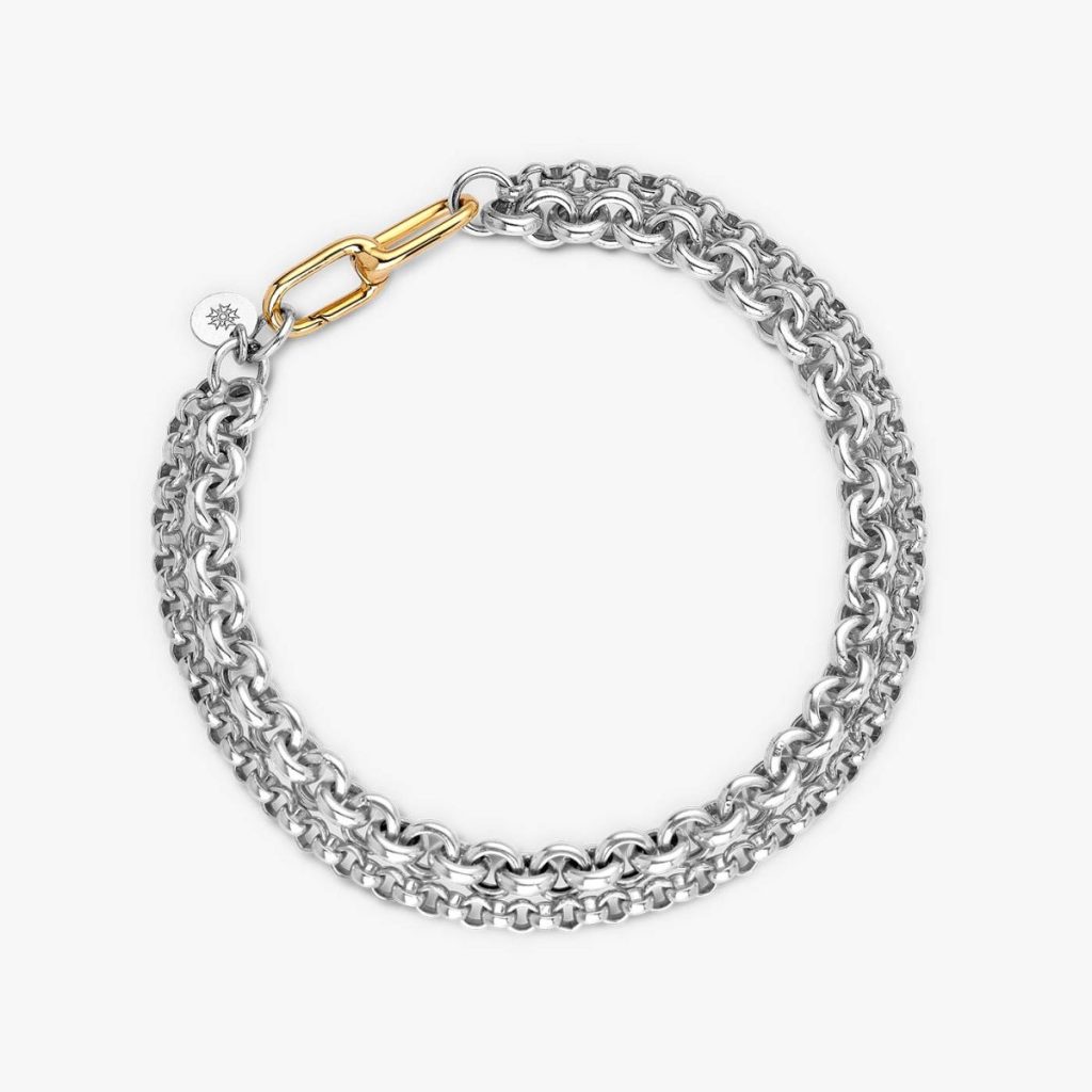bracelet maxima en argent et or jaune, taille m