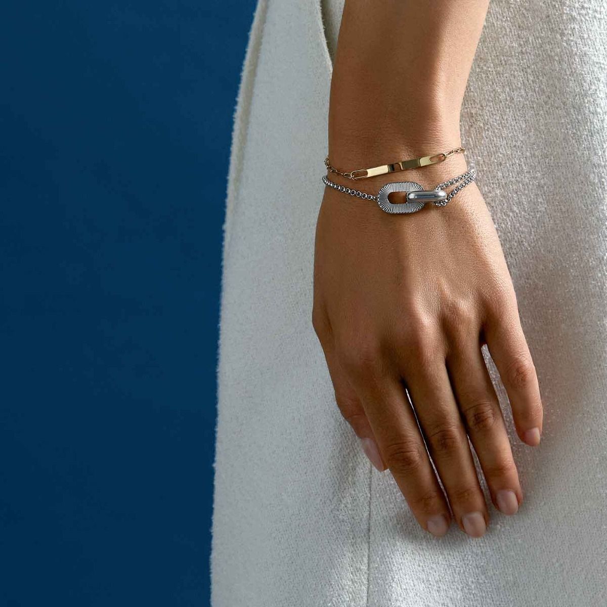bracelet ruban sur chaîne argent
