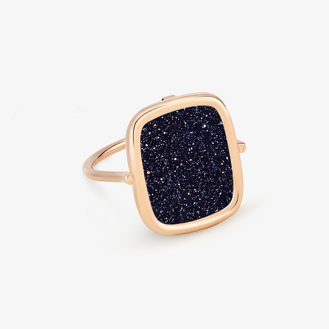 bague antique blue sandstone, or rose, t 54