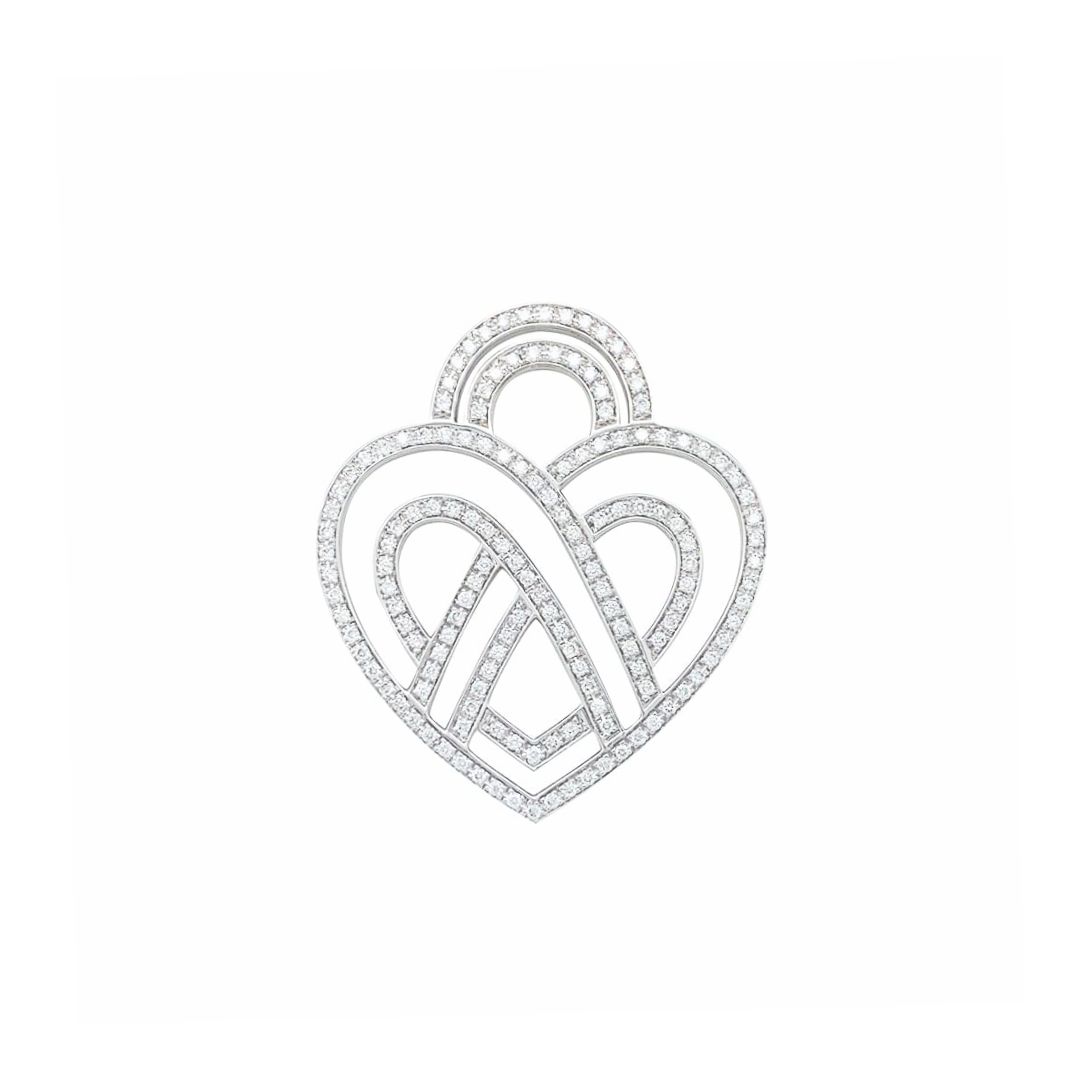 pendentif coeur fil, pavé diamants, or blanc