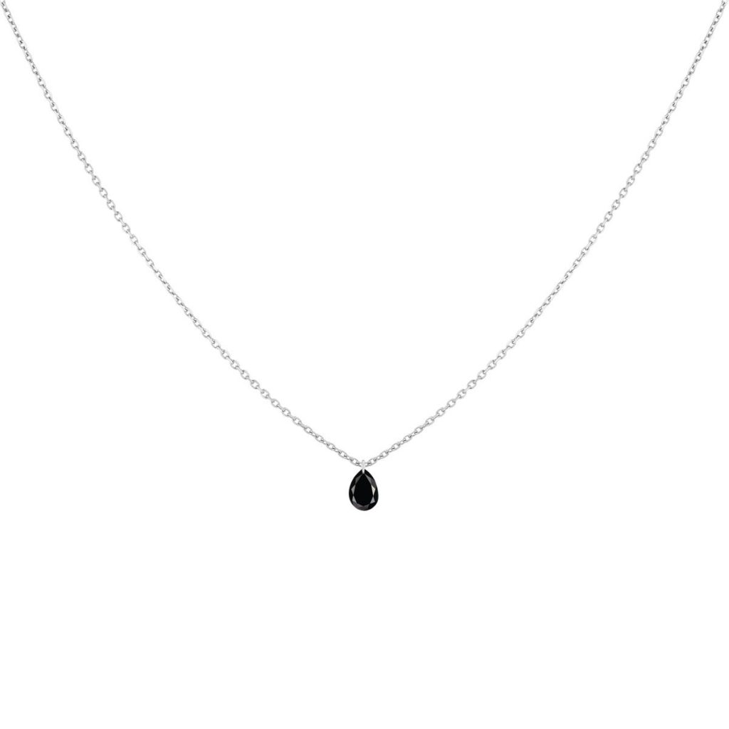 collier diamant noir poire, or blanc
