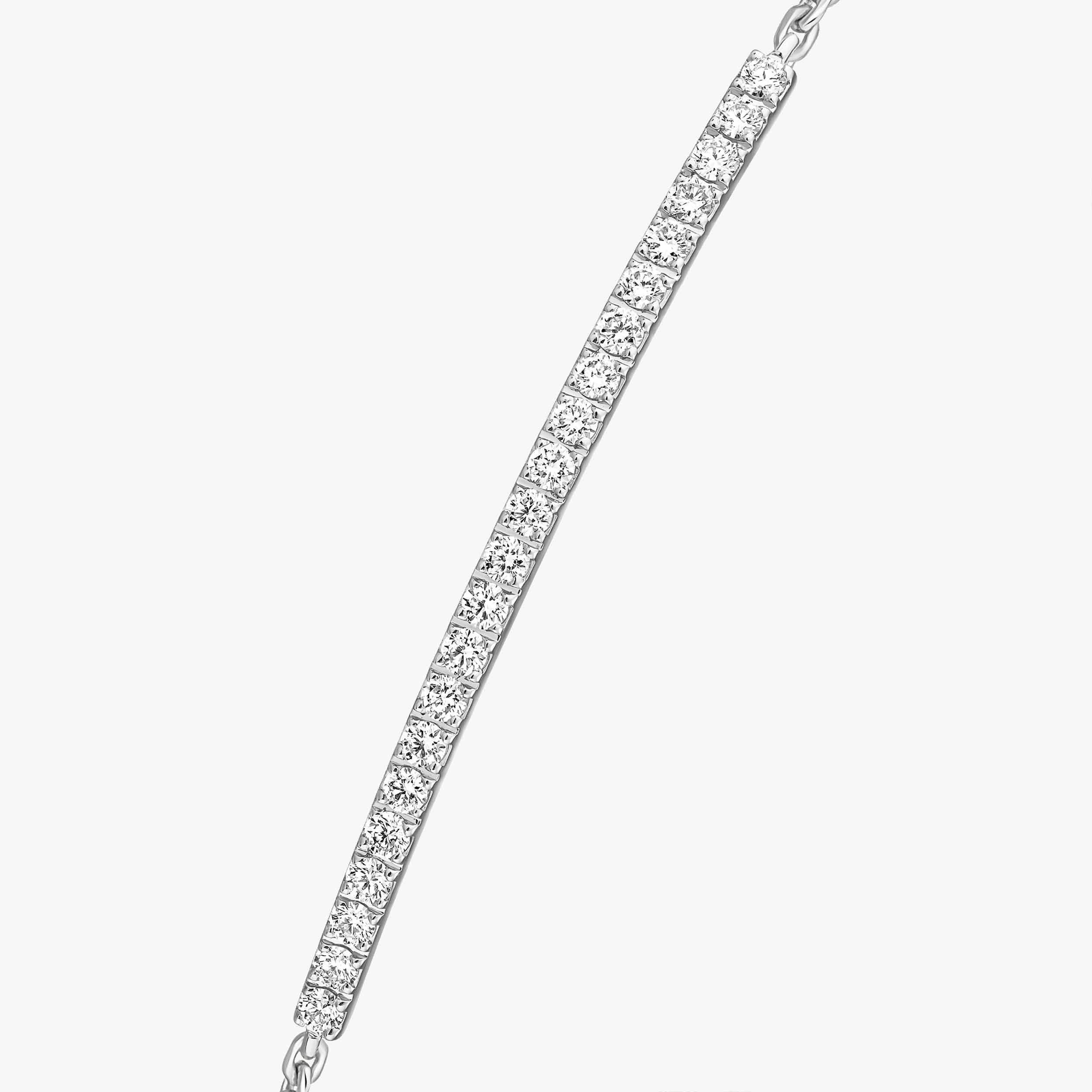bracelet gatsby barette pavée diamants, or blanc