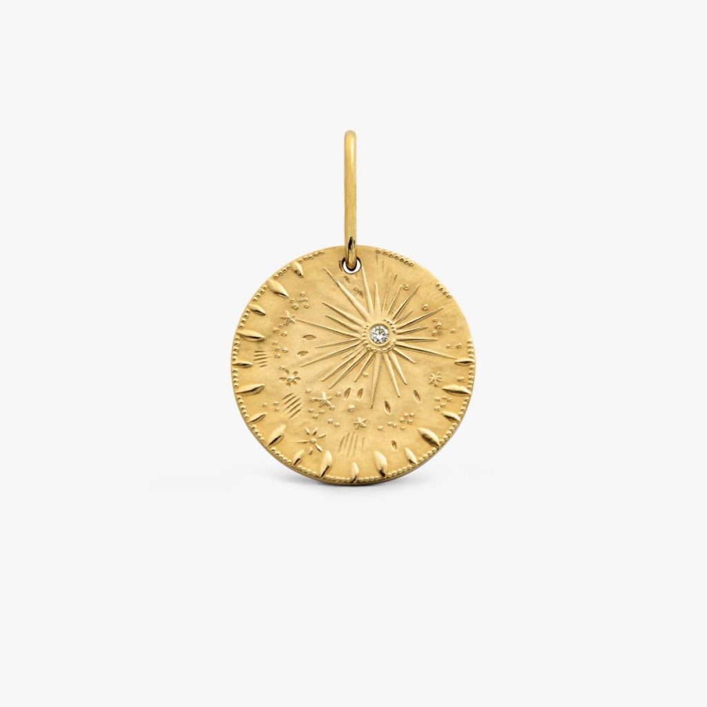 médaille pluie d'etoiles or jaune & diamant 23mm