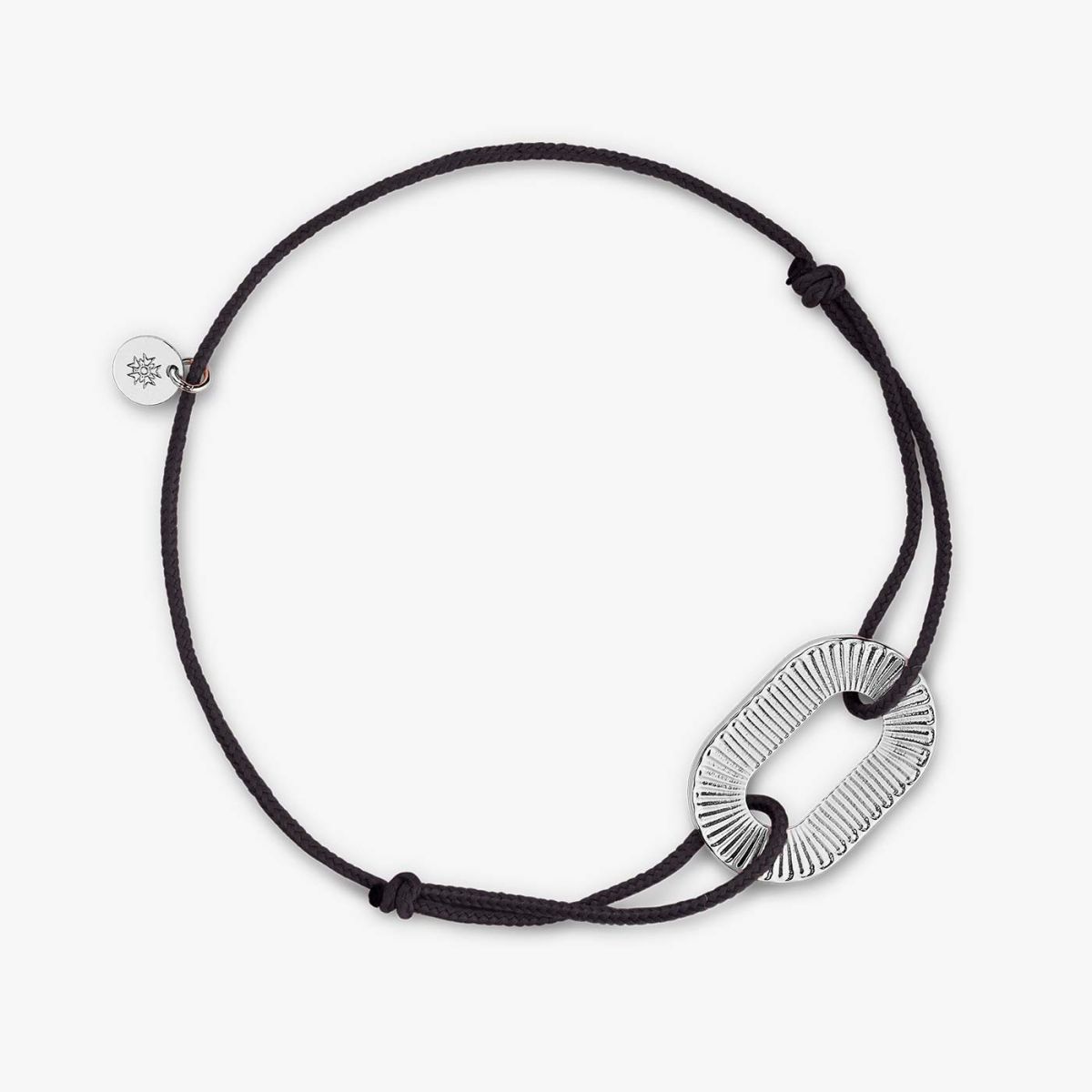 bracelet ruban argent, cordon noir