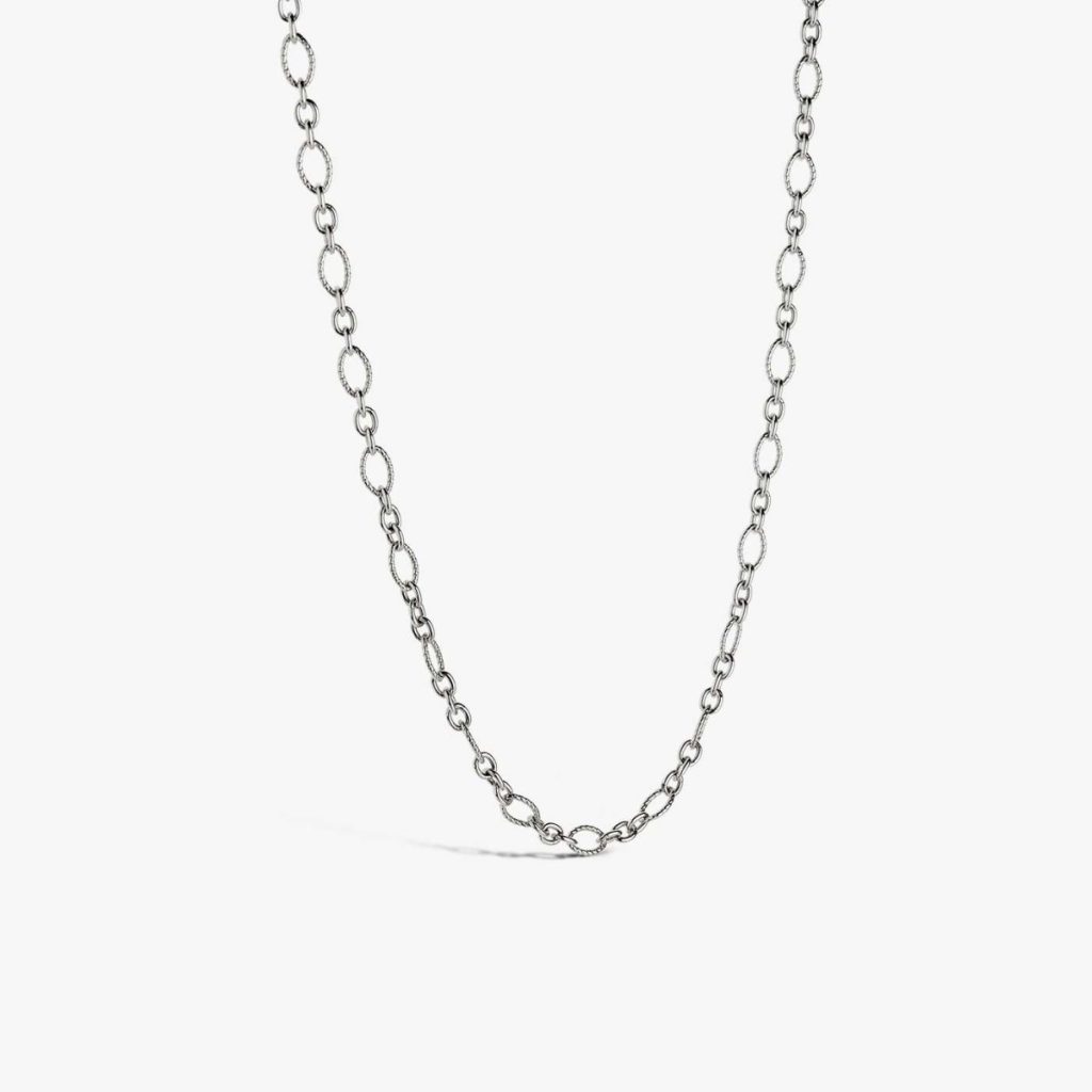 chaîne ovale striée argent passivé 60 cm