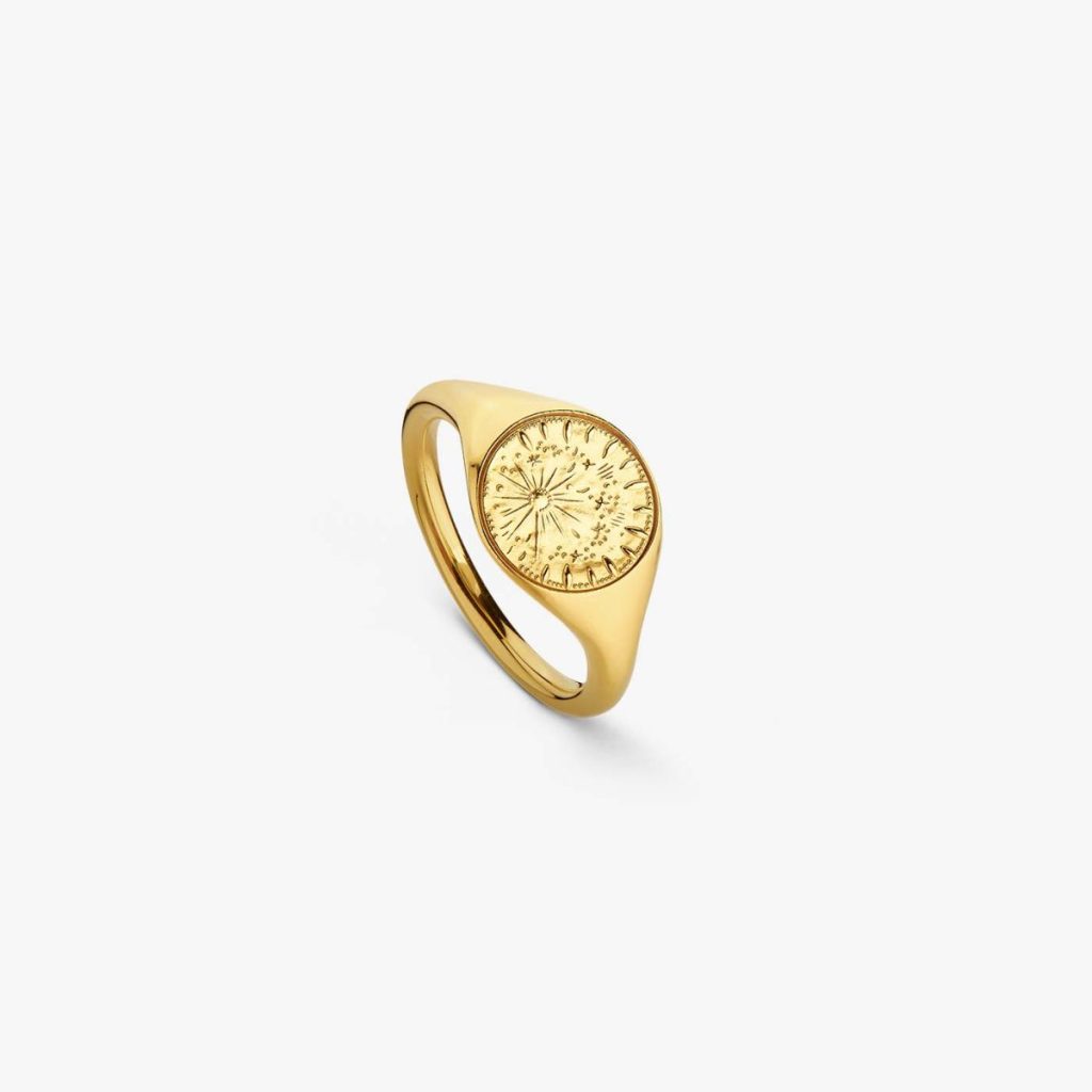 chevalière pluie d'etoiles, or jaune, t 52