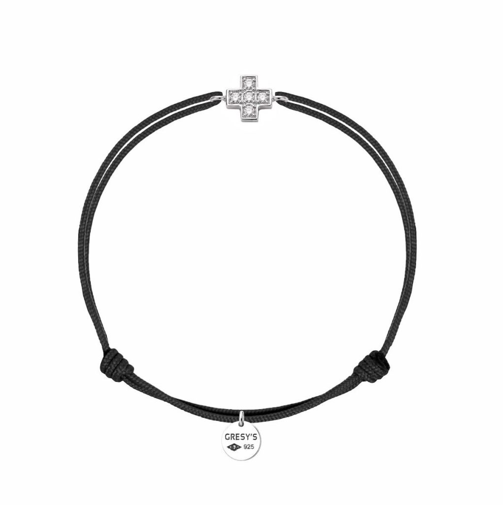 bracelet baby croix, diamants 0.05ct, argent