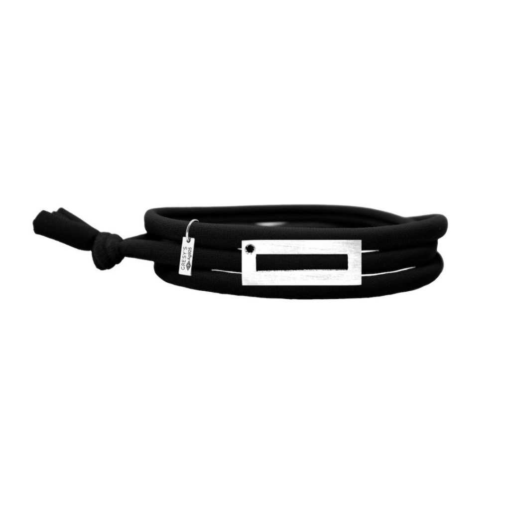 bracelet "le rectangle" diamant noir, argent mat
