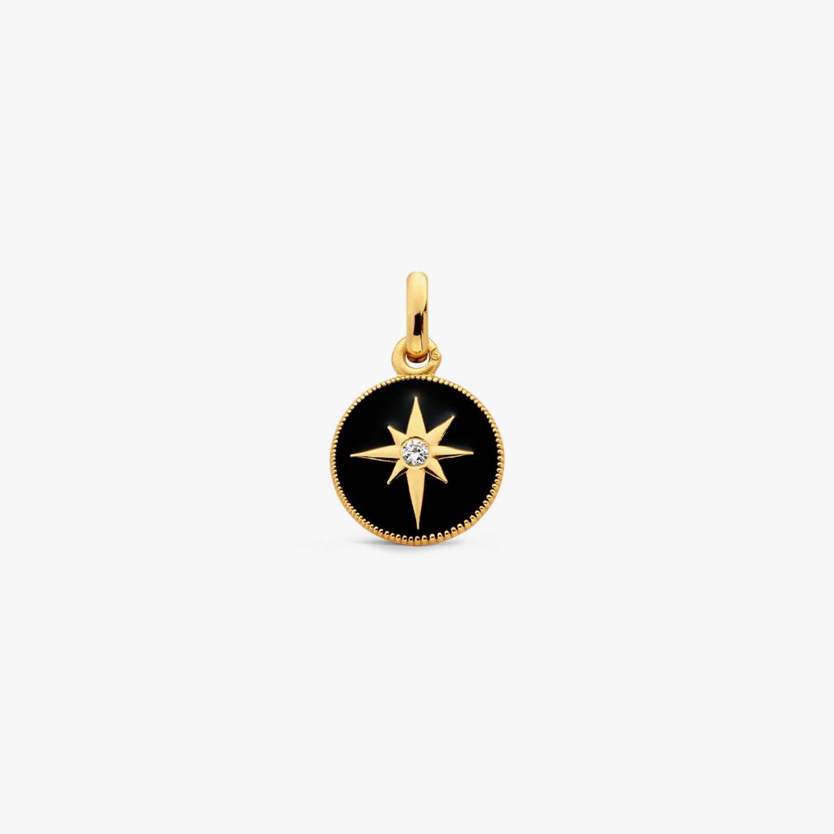 médaille étoile laque noir, diamant, or jaune