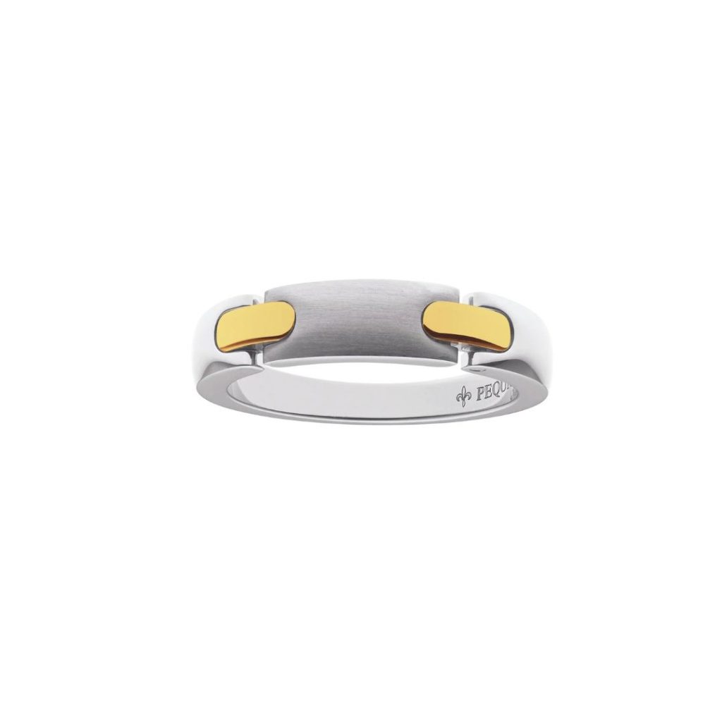 bague maille moorea, acier et or jaune