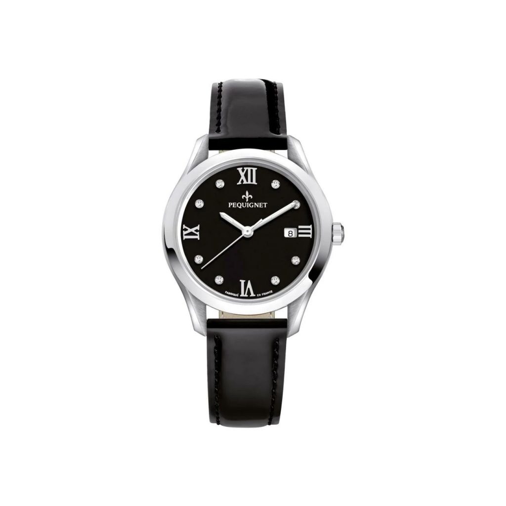 montre dame elégance, diamants, cadran noir