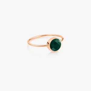 bague mini ever disc pixie agate verte facettée, or rose 18k, taille 53.