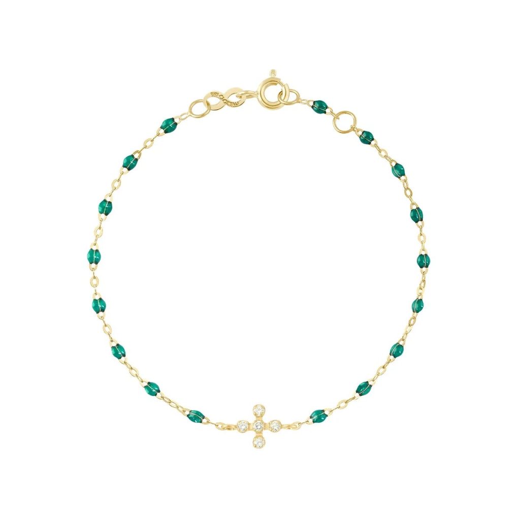 bracelet émeraude spark diamants, or jaune, 17 cm