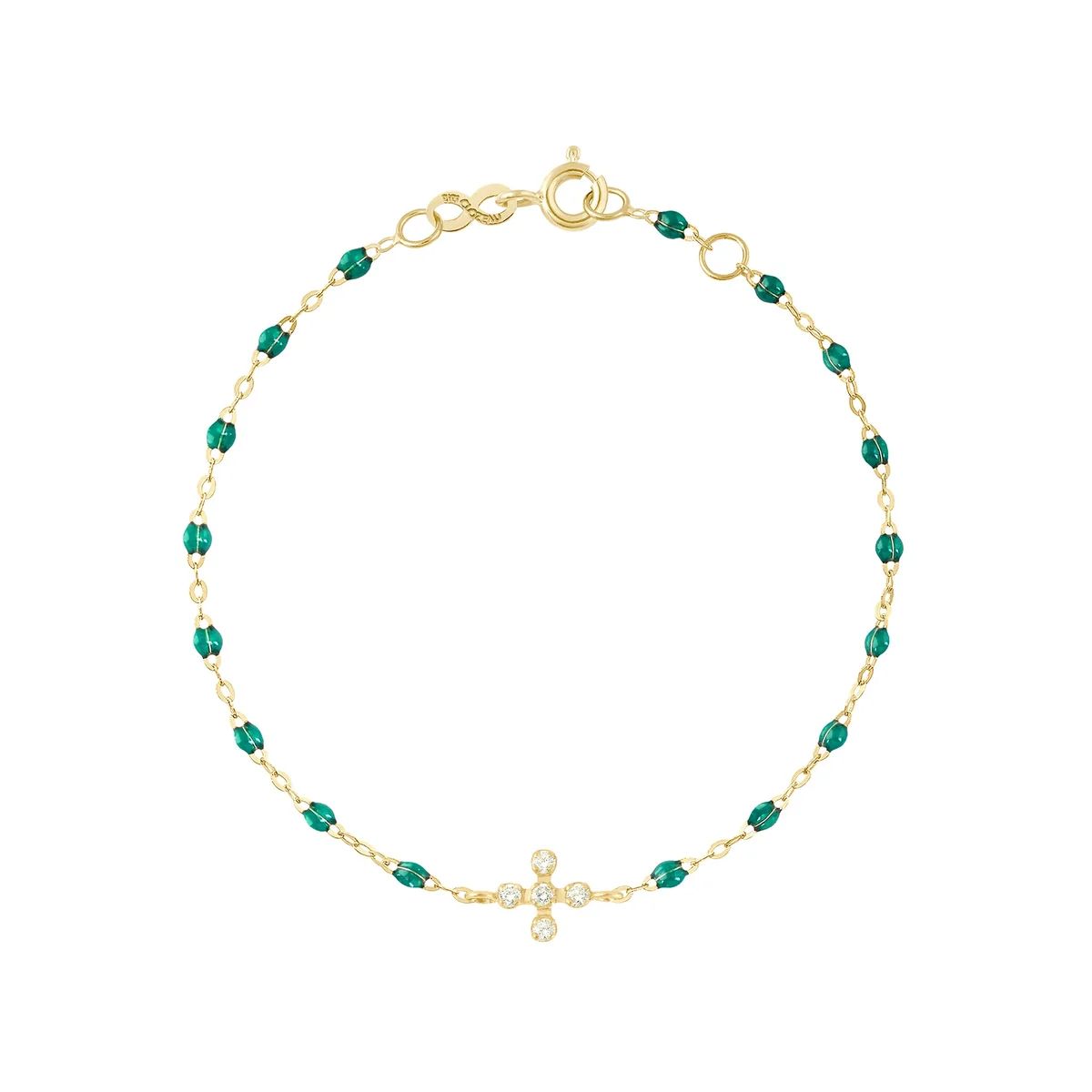bracelet émeraude spark diamants, or jaune, 17 cm