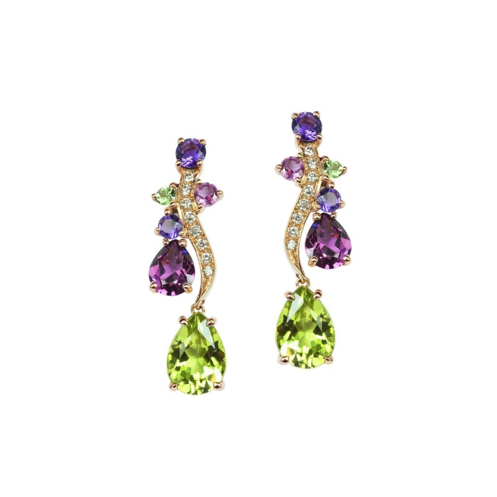 boucles d'oreilles pendantes, or rose