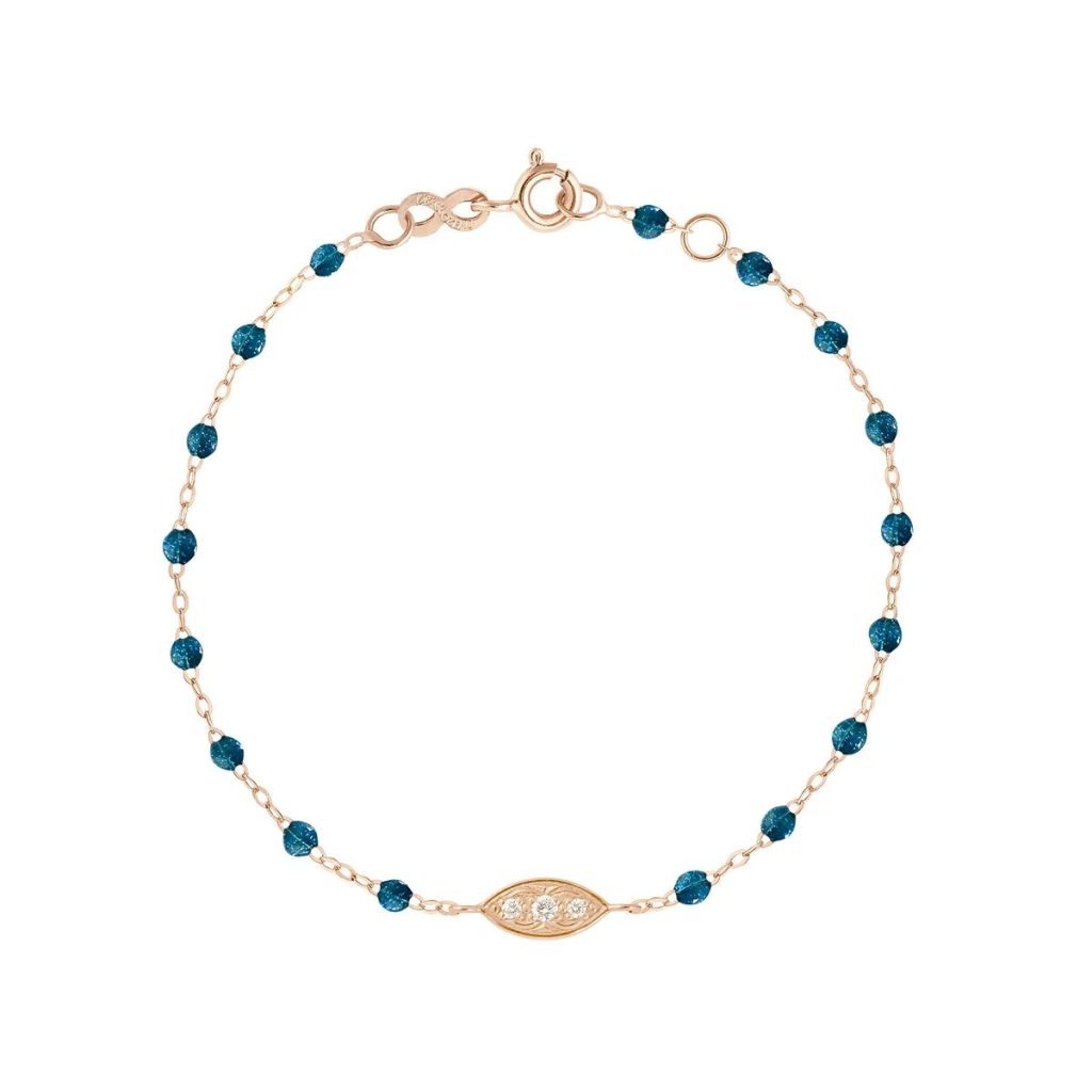 bracelet jungle clin d'œil diamants, or rose, 17 cm