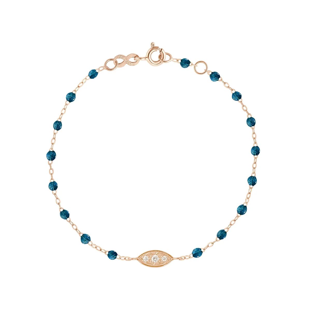bracelet jungle clin d'œil diamants, or rose, 17 cm