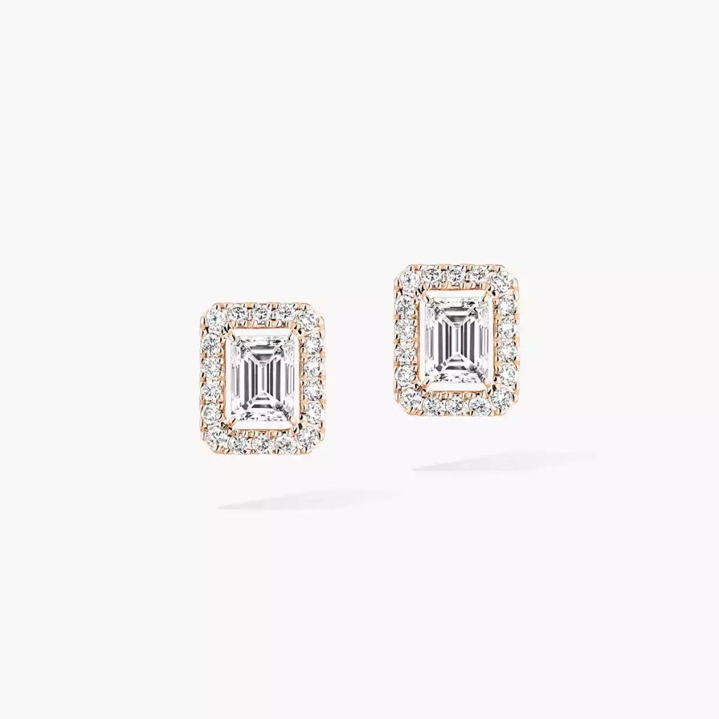 boucles d'oreilles joy, diamants, or rose