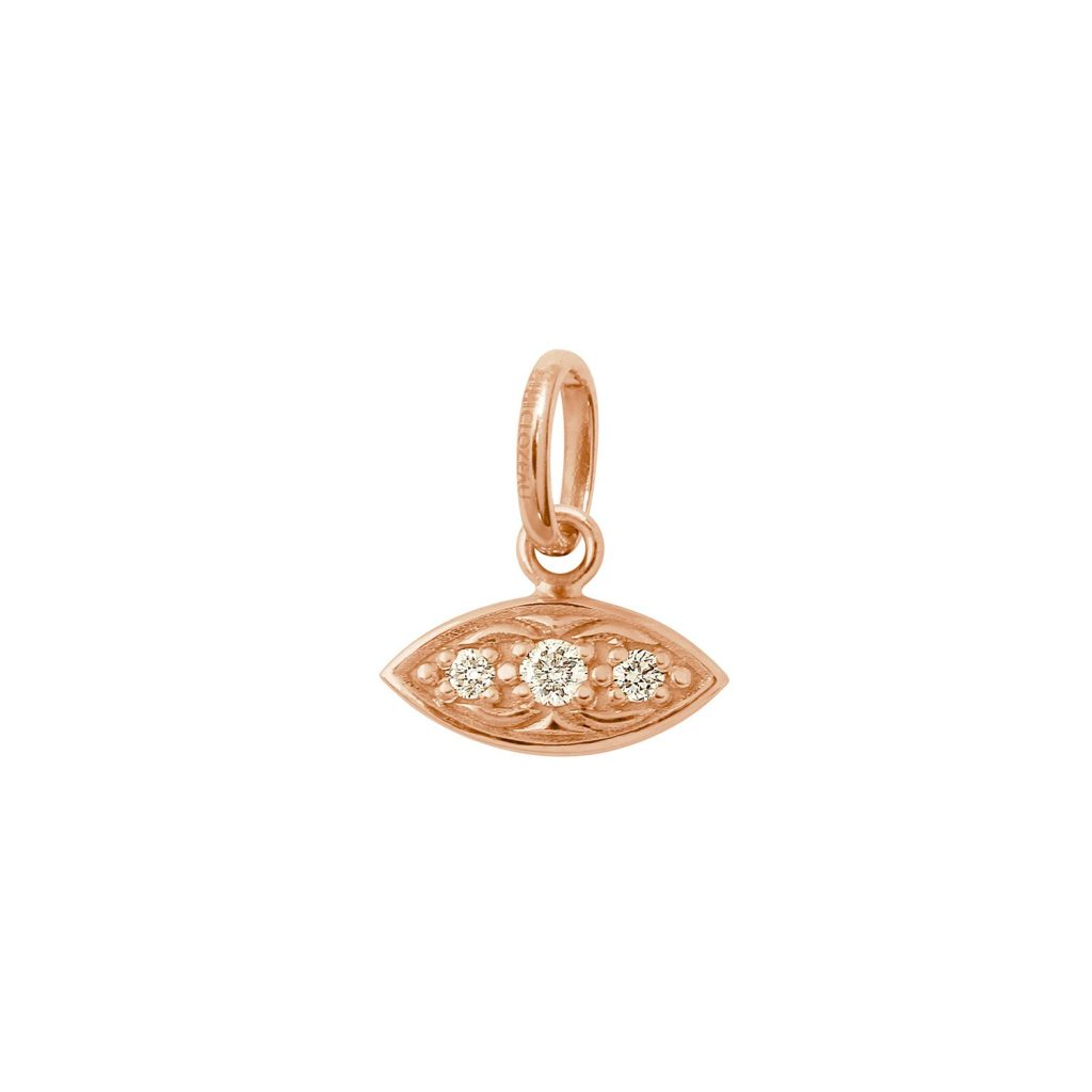 pendentif clin d'œil diamants, or rose